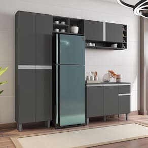 Cozinha Compacta Vanessa 230cm Cinza AJL Móveis