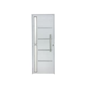Porta Lambril c/friso 2,10x60 lado DIREITO L-25 no alum. branco c/puxador redondo e vidro lateral