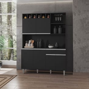Cozinha Compacta Alice 130cm Preto AJL Móveis