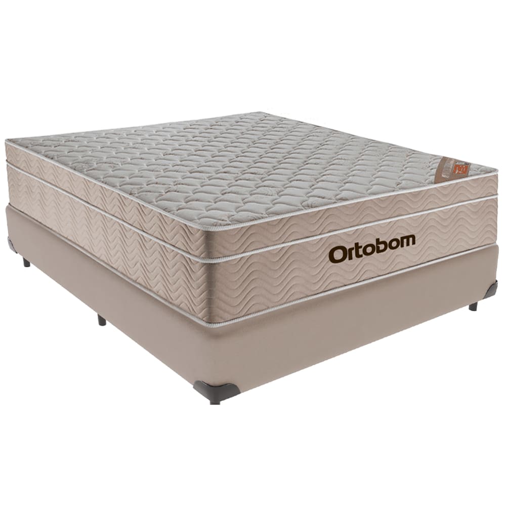 Cama Box Bege e Colchão Airtech Molas Ensacadas Viúvo Ortobom