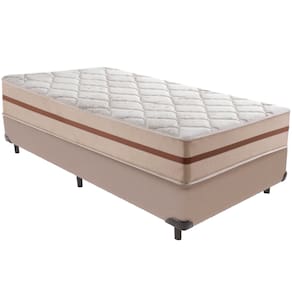 Cama Box Bege e Colchão Classic 22 cm Molas ensacadas Solteiro Anjos