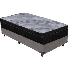 Cama Box Cinza e Colchão Airtech Pampa Molas ensacadas Solteiro Ortobom