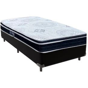 Cama Box Preto e Colchão Orthosono D33 Com Euro Pillow Solteiro Anjos