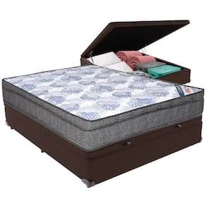Cama Box Baú Marrom e Colchão ISO Molas Ensacadas Casal Ortobom