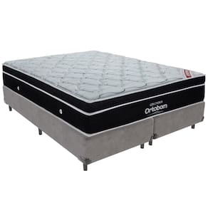 Cama Box Cinza e Colchão Elegant Molas Ensacadas King Ortobom