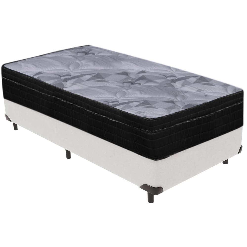 Cama Box Branco e Colchão Airtech Pampa Molas ensacadas Solteiro Ortobom