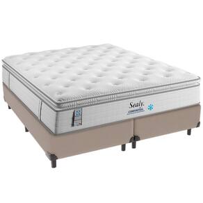 Cama Box Bege e Colchão Confort Gel Molas Ensacadas com Pillow Top Queen Sealy