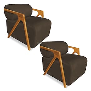 Kit 02 Poltronas Decorativa Marselha Veludo Base de Madeira - Pallazio