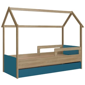 Cama Infantil Casinha Com Auxiliar Infix C06 Aveiro/Azul - Mpozenato