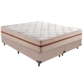 Cama Box Bege e Colchão Classic 26 cm Molas ensacadas King Anjos