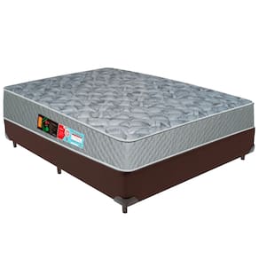 Cama Box Marrom e Colchão Sleep Max D33 Casal Castor