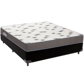 Cama Box Preto e Colchão Light Espuma D33 Casal Ortobom