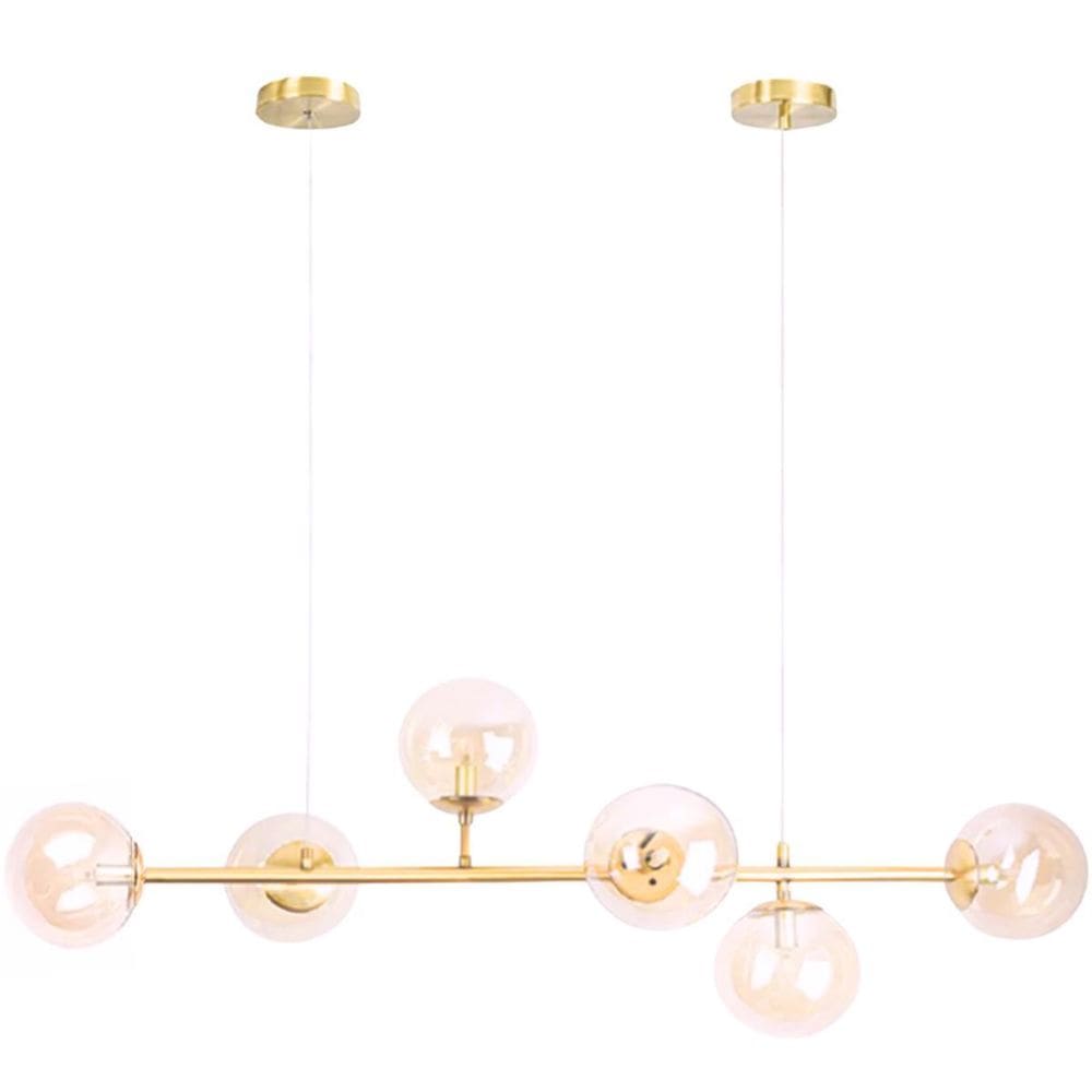 Luminária Lustre 110Cm Jabuticaba 6 Globos Vidro Pendente