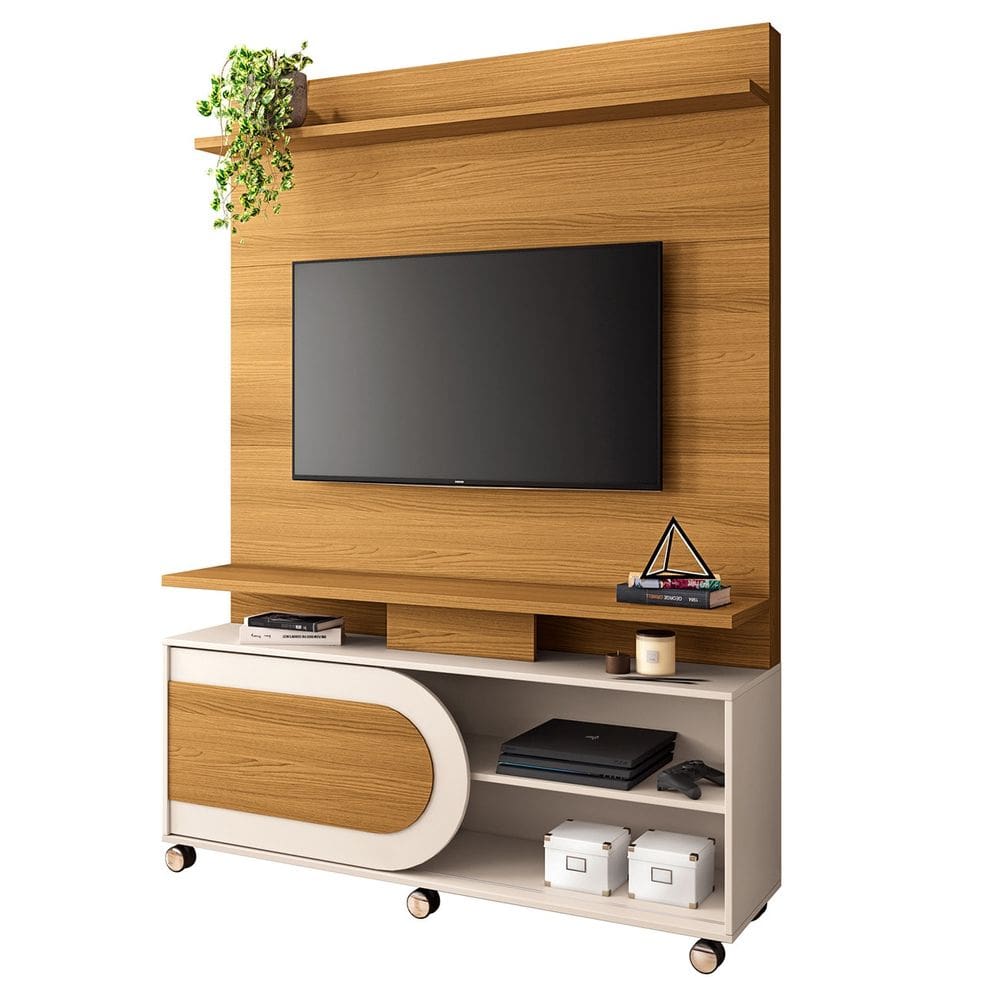 Estante Painel de TV 55 Pol 136cm Urbe H01 Cinamomo/Off White - Mpozenato