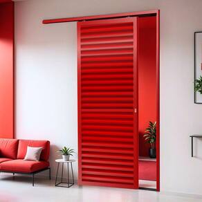 Porta de Correr Suspensa 210x90cm Veneziana Esq L.25 Vermelho