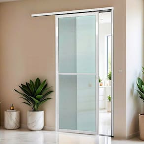 Porta de Correr Suspensa 210x90cm Vidrao Esq L.25 Branco