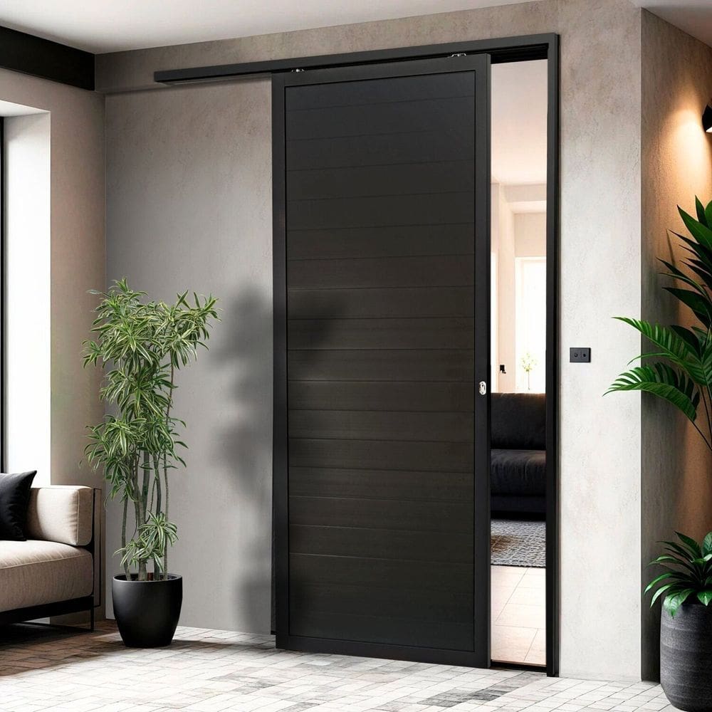 Porta de Correr Suspensa 210cm X 80cm Lambril Dir L.25 Brimak Preto