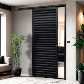 Porta de Correr Suspensa 210x100cm Veneziana Dir L.25 Preto