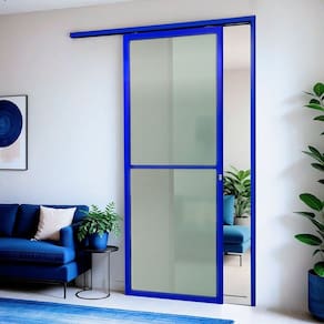 Porta de Correr Suspensa 210x80cm Vidrao Dir L.25 Azul