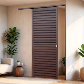 Porta de Correr Suspensa 210cm X 80cm Veneziana Esq L.25 Brimak Corten