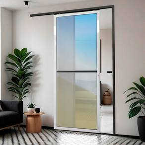 Porta de Correr Suspensa 210cm X 70cm Vidrao Dir L.25 Brimak Mix Preto