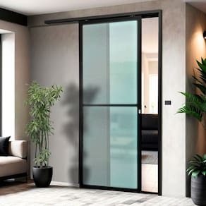 Porta de Correr Suspensa 210x100cm Vidrao Dir L.25 Preto
