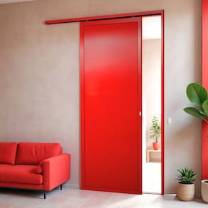 Porta de Correr Suspensa 210x90cm Lambril Dir L.25 Vermelho