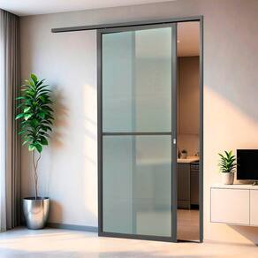 Porta de Correr Suspensa 210cm X 70cm Vidrao Esq L.25 Brimak Cinza