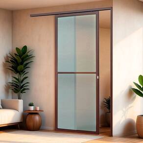 Porta de Correr Suspensa 210cm X 70cm Vidrao Dir L.25 Brimak Corten