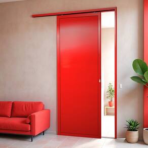 Porta de Correr Suspensa 210x100cm Lambril Dir L.25 Vermelho
