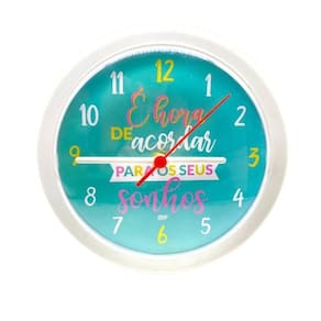 Relógio De Parede Analógico Branco - É Hora De Acordar Para