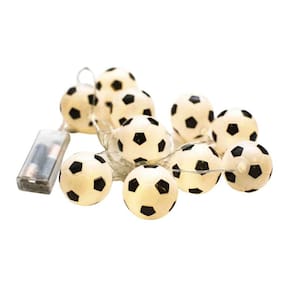 Varal 10 Bolas De Futebol Cordão Decorativo Luminária De Led