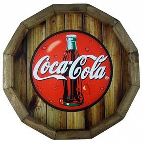 Quadro Tampa De Barril Em Madeira Rústica Coca Cola