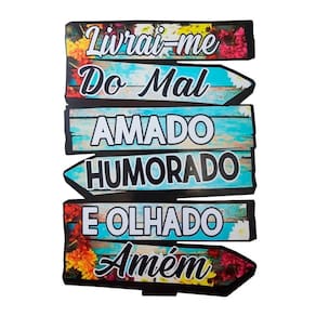Placa Decorativa De Parede Em Madeira Livrai Me Do Mal Amém