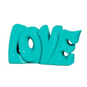 Palavra Love Cerâmica Decorativa De Aparador Azul Turquesa