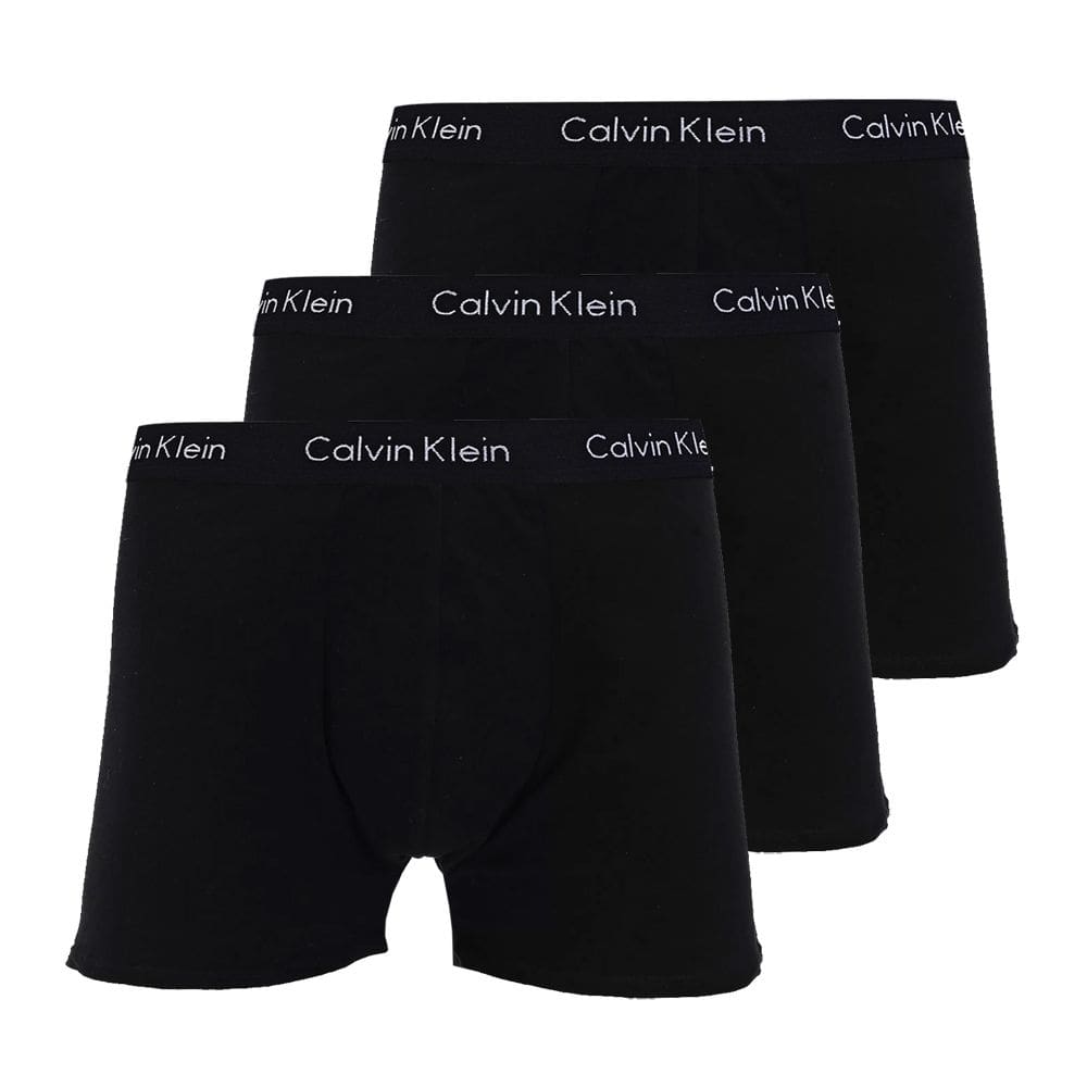 Kit C/ 3 Cuecas Calvin Klein Boxer Plus Size Trunk Classic Preta Elástico Preto MAS2666PS