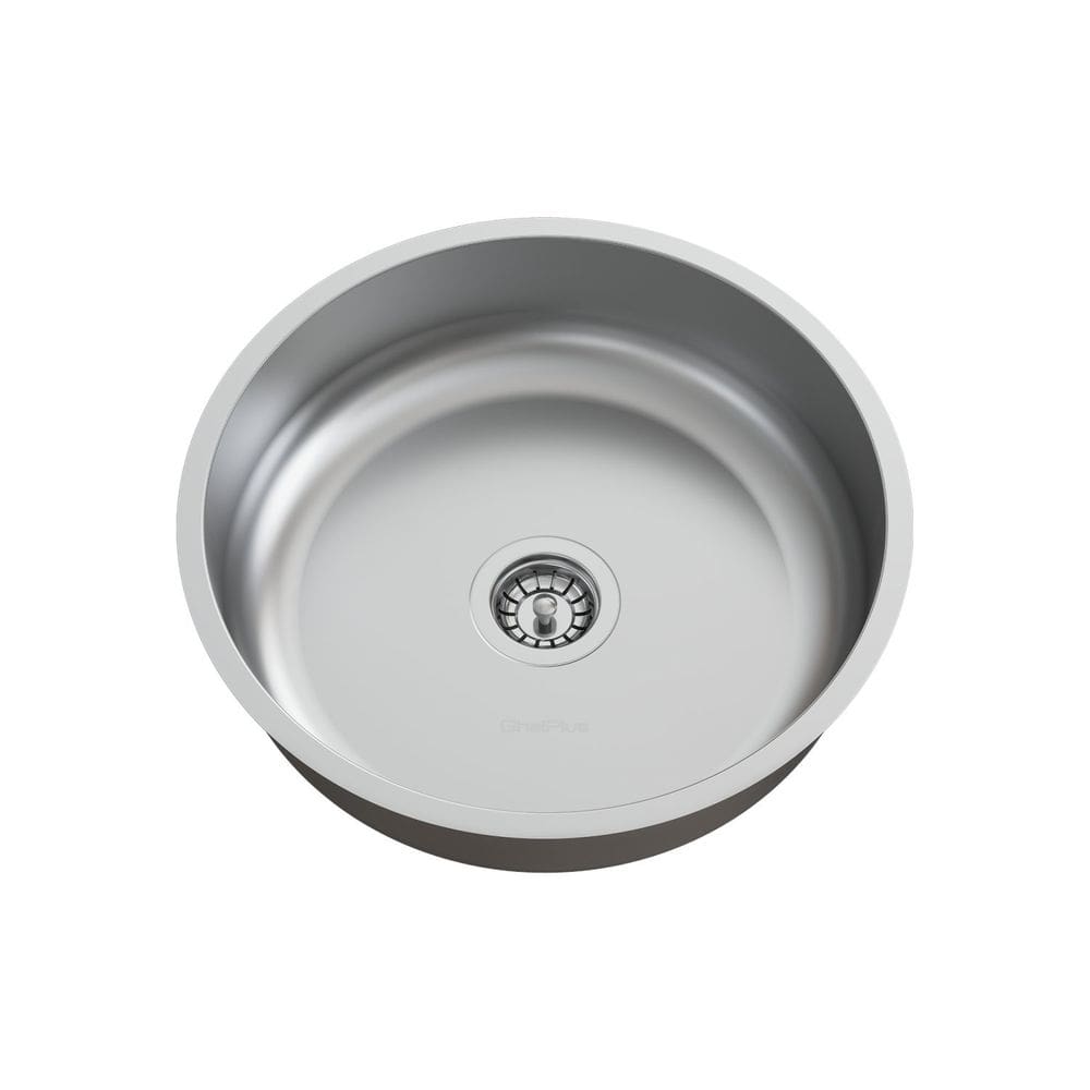 Cuba para Pia de Cozinha em Aço Inox Redonda 37x37x10cm Alto Brilho com Válvula GhelPlus Inox