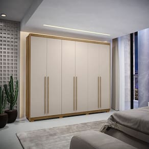 Guarda Roupa Dubai Majestic 6 Portas e 3 Gavetas Nature/Fendii - Vila Rica Móveis