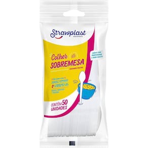 Colher Sobremesa Vermelha c/50 - Strawplast