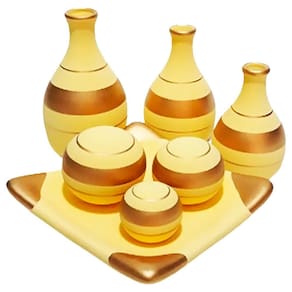 Jogo De Vasos Trio Garrafas E Centro De Mesa 3Esferas Golden