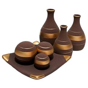 Jogo De Vasos Trio Garrafas E Centro De Mesa - Choco Golden