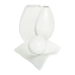 Jogo De Vasos Par Turim E Centro De Mesa Em Cerâmica White