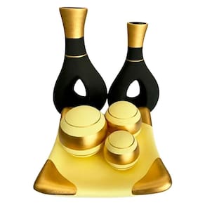 Jogo De Vasos Par Furados E Prato 3Esferas Black Gold