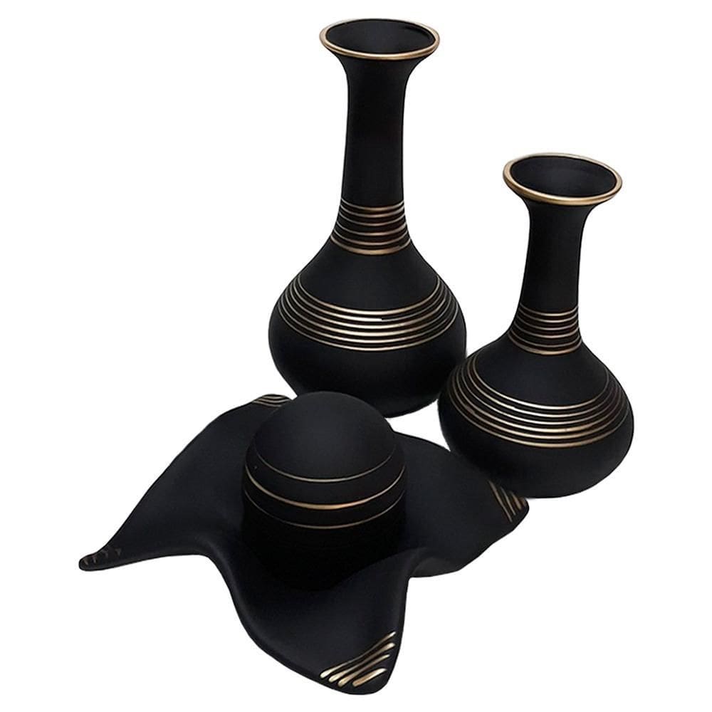Jogo De Vasos Par Long Pipe E Centro De Mesa Fosca Black