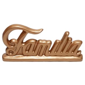 Palavra Família Em Cerâmica Decoração - Dourada Gold