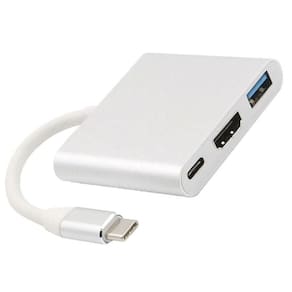 Cabo Adaptador 3 Em 1 Usb-C 3.1 Type-C Para Hdmi 4K Usb 3.0