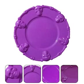 Bandeja De Halloween Com Caveiras Roxa - 36cm