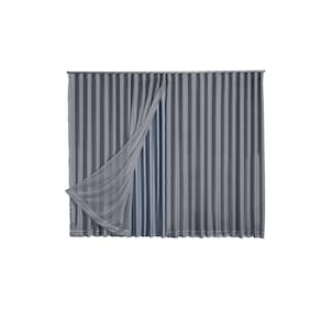 Cortina Microfibra Com Voil 3,00x2,30 Para Trilho Duplo Cinza
