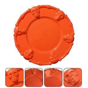 Bandeja De Halloween Com Caveiras Laranja - 36cm