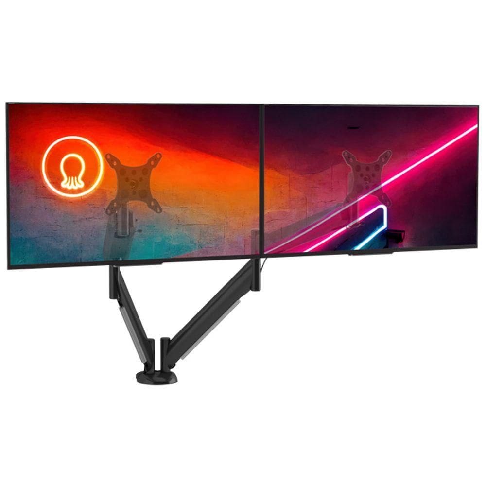 Suporte De Mesa Para Monitor Até 24 Articulado Duplo Com Regulagem Contínua De Altura Octoo Clipway-m2 Preto